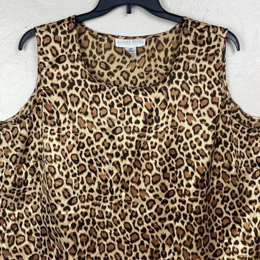 Allison Woods Leopard Tank Top Women's 26W lightweight flowy